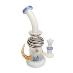 MILK GLASS WRAPPED SPIRAL DOUBLE HORN SHOWERHEAD PERC RIG